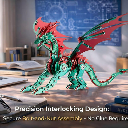 3D Metal Dragon Model Kit for Adults, Mechanical Pterosaur Puzzle, DIY Assembly Steel Model, Challenging Building Kit, Unique Gift for Men Desk Decor