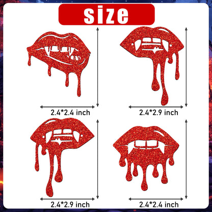Halloween Vampire Cupcake Topper Red Have a Bite Cake Decorations 24PCS Double Sided Glitter Zombie Vampire Party Decorations Horror Theme Cake Picks for Halloween Birthday Party Supplies