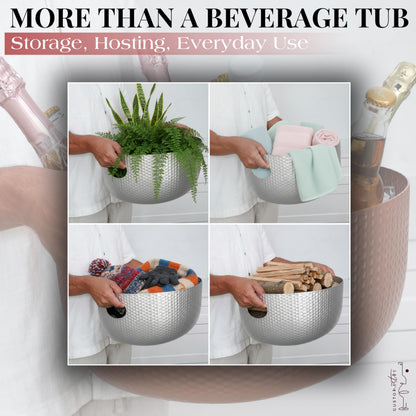 Gusto Nostro Large Beverage Tub for Parties - Metal Tub for Wine Bottles,Champagne,Beers - High Capacity Ice Bucket for Drinks - Extra Large Ice Buckets for Parties (22 qt) Outdoor Party Drink Bucket