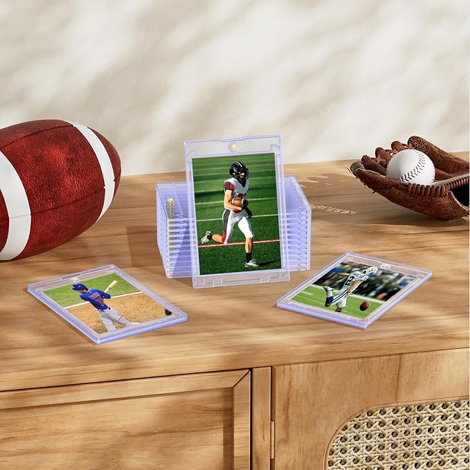 Basthalan 200ct Magnetic Card Holder, 35pt Ultra Slim One Touch Card Holder, Hard Plastic U-V Protectors, Mag Hard Case for Trading, Sports, Game, Football, Baseball Cards