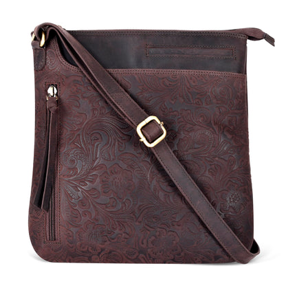 Leather Crossbody Bags for Women - Ladies Sling Handbags - Medium Cross body Purses Handbags - Purses For Women (Dark Brown)