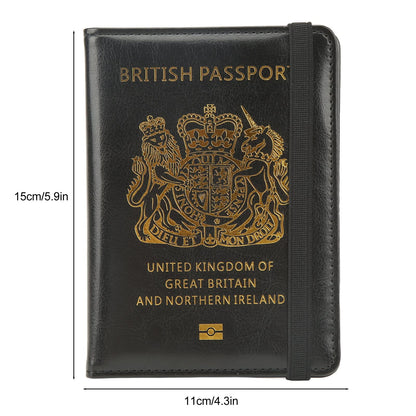 Britain Passport Cover Passport Holder Cover Leather Passport Holder UK Passport Cover for Passport, Business Cards, Credit Cards, Boarding Passes