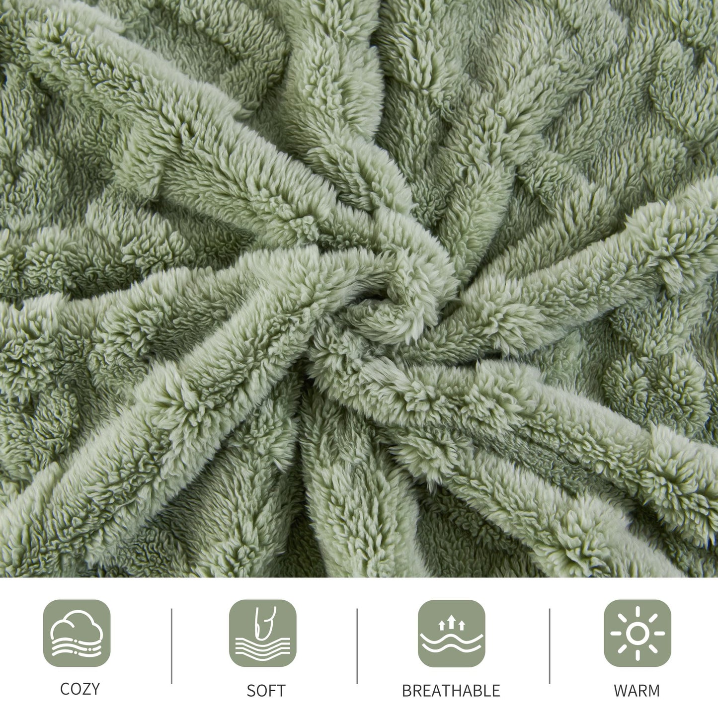 Aganear Flannel Throw Blanket - Cozy Soft Lightweight Fuzzy Blanket for Women Portable Throw Blankets for Couch, Warm Present for Birthday, Christmas, Halloween, Housewarming(50"x60", Sage Green)