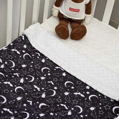 Baby Blanket for Boys Girls Super Soft Double Layer Minky with Dotted Backing Cute Cow Crib Receiving Blanket Bed Throws for Newborns Nursery Stroller Toddler 30 x 40 Inch (Halloween Bat)
