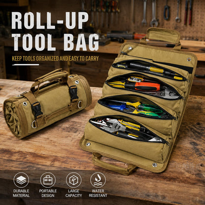 Tool Bag, Tool Roll Up Bag, Heavy Duty Tool Organizer for Men, Portable Roll Up Tool Bag Tool Roll Organizer For Mechanic, Electrician & Hobbyist, Car Camping Gear-Kaqi Pro
