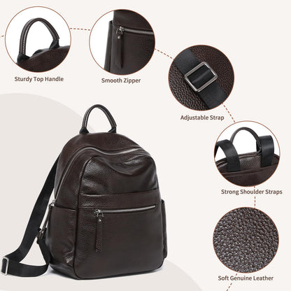 UEIRY Genuine Leather Backpack for Women Fashion Designer Shoulder Bags Soft Leather Backpack, Stylish Daypack for Work Travel School, Coffee