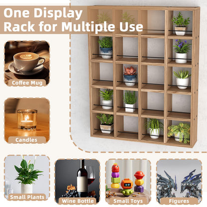 WYJREES Wooden Coffee Mug Display Rack, Wall Mounted Coffee Cup Display Shelf, Hold 24 Mugs, Rustic Shot Glass Display Case, Coffee Mug Holder Organizer for Kitchen, Coffee Station (23.6 * 29.5in)