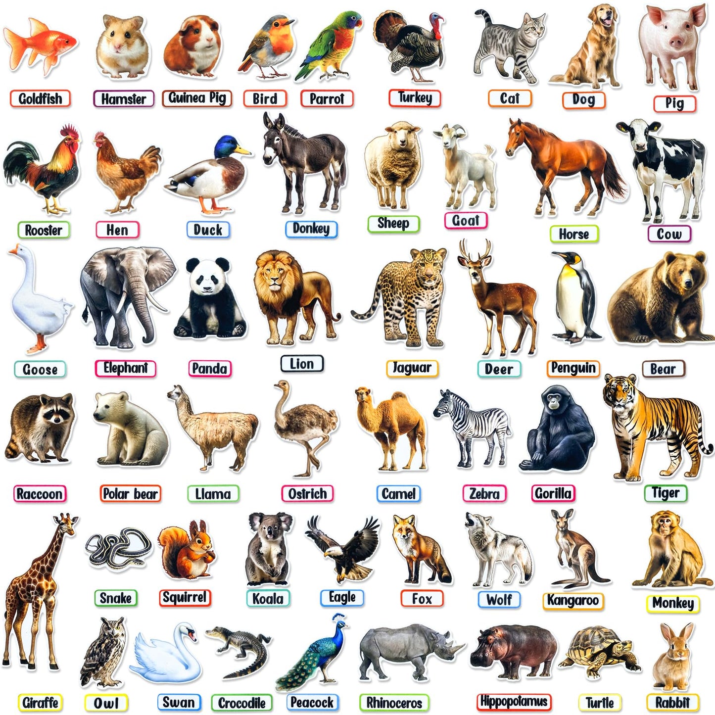 PENGFULL Felt Animals Learning Pieces,50 Wild and Farm Animal with Word Pieces for Felt Flannel Board, Montessori and Sensory Toys for 3-8 Toddlers for Kindergarten,Preschool,Toddlers