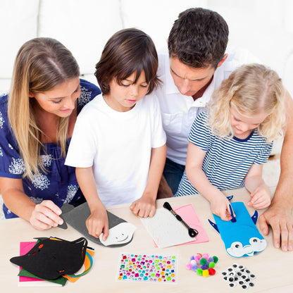 WATINC 6Pcs Hand Puppet Making Kit, Art Craft Felt Sock Puppet Toys, Creative DIY Make Your Own Pompoms Wiggle Googly Eyes Storytelling Role Play Party Supplies Gift for Girls Boys (Ocean Animals)