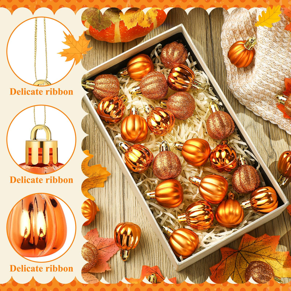 Colingmill 36 Pcs Fall Tree Ornaments Pumpkin Hanging Ornaments Thanksgiving Fall Decorations Mini Pumpkin Ball Decorations Farmhouse for Small Tree Autumn Home Halloween Party(Cute,Pink)