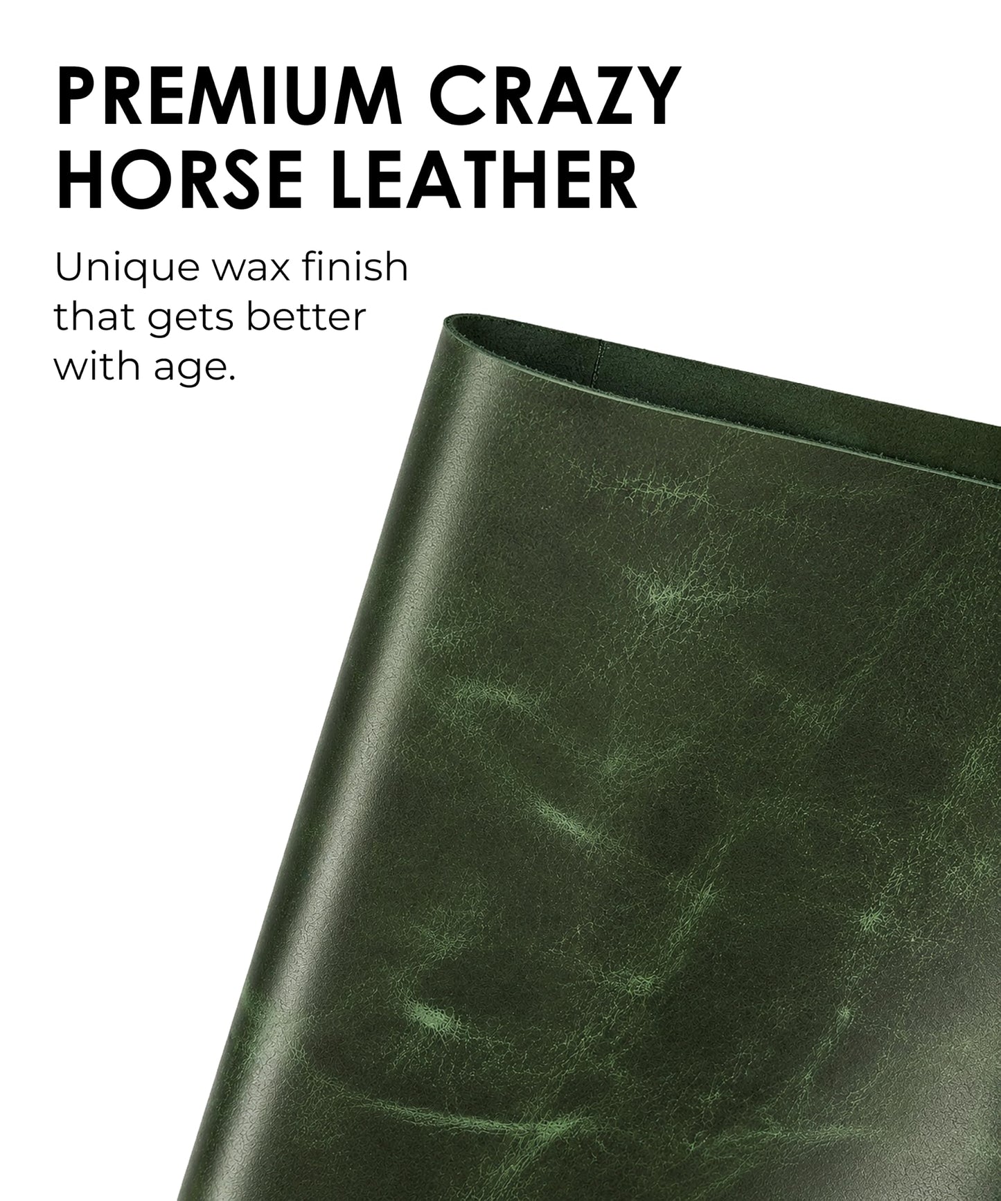 Leather Journal Cover – Refillable A5 Notebook Cover (5.8" x 8.3") with 3 Elastic Bands for Multiple Inserts, Genuine Leather Travel Diary Case with Pockets & Pen Holder Green (Inserts Not Included)