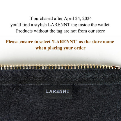 LARENNT Full Grain Leather Coin Purse With Key Chain - Small Change Purse Card Holder Keychain Pouch Wallet for Women and Men (Black)