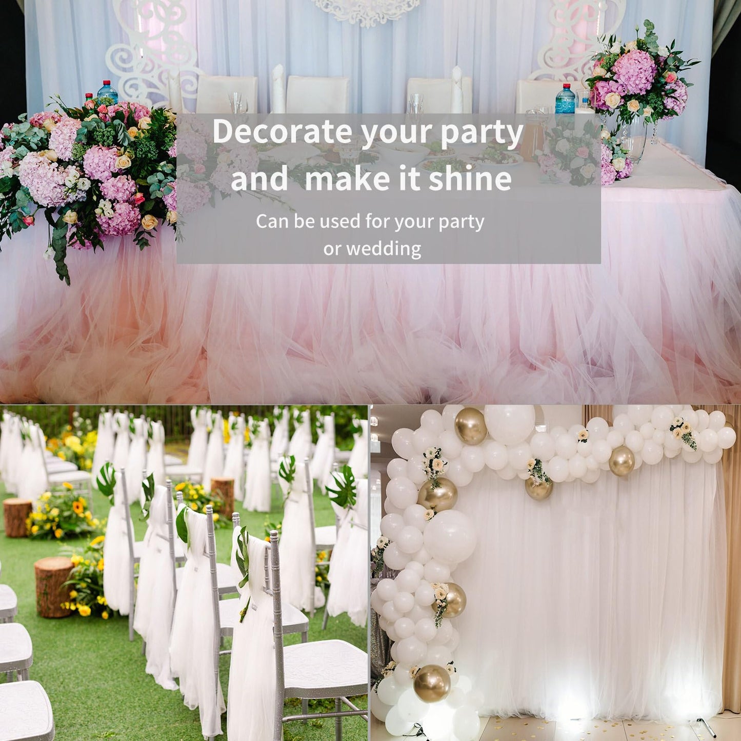 SAYUAN Ivory Tulle Fabric Rolls 6 Inch by 100 Yards (300 feet) Tulle Roll for DIY Tutu Skirt Baby Shower Birthday Party Wedding Decorations Crafts