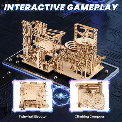 Uplike 3D Wooden Puzzles for Adults: 330 pcs 3D Mechanical Wood Marble Run with Roller Coaster Model Kit for Brian Teaser to Build - Christmas Hobbies Craft Kits Puzzles for Adults Home Decor Gifts