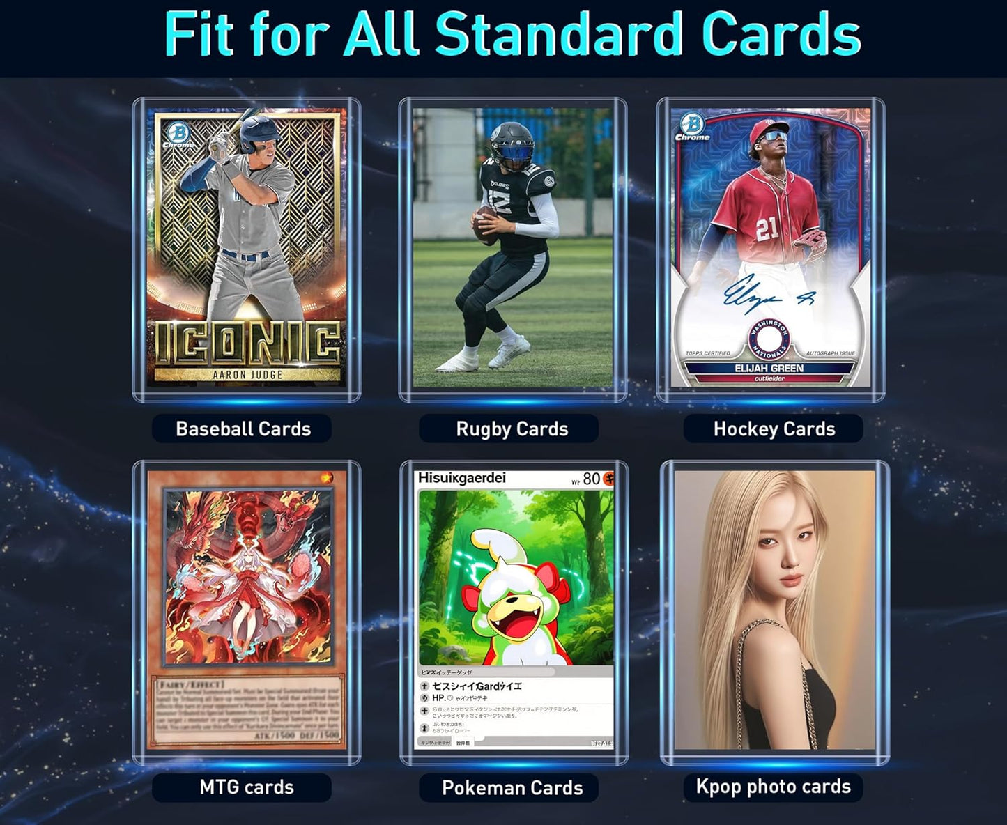 JohnBee Card Sleeves - 3"x4" Hard Plastic Top Loaders for Cards - Trading Card Sleeve & Baseball Card Holder - Premium Topload Ablum Photocard Holder for Sports, Game & Kpop Cards (1000Soft+1000Hard)