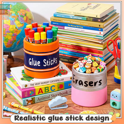 Tenceur 2 Pcs 4.7x4.7 Inches Glue Stick Erasers Bucket for Teacher Desk Organizer Pencil Holder Bucket Large Capacity Desk Organizer for Teacher Classroom Craft Supply Storages
