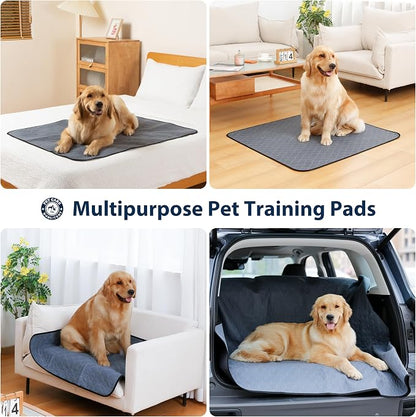 Washable Pee Pads for Dogs, 36x72 Reusable Puppy Pads with Fast Absorbent, Waterproof Reusable Pee Pads for Whelping, Traing, Incontinence and Potty, 3 Pack, Grey.