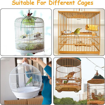 Adjustable Bird Cage Seed Catcher, Black Bird Cage Net Birdcage Cover Skirt Nylon Mesh Netting, Stretchy Birds Cages Guard for Parrot Parakeet Macaw African Any Cages Cover