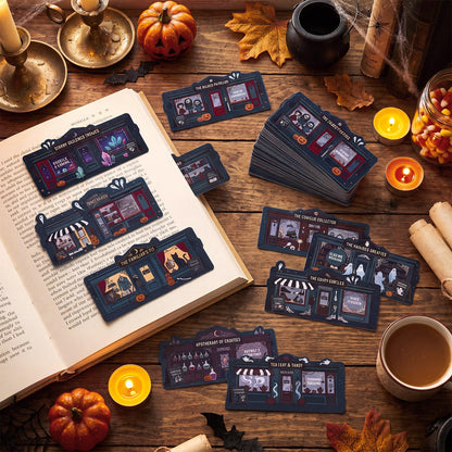 Gersoniel 200 Pcs Halloween Gothic Bookmarks Dark Retro Magic Spooky Haunted Shop Paper Bookmarks with Pumpkin Ghost Witchy for Book Lovers Dark Academia Reading Markers Halloween Party Favors Gifts
