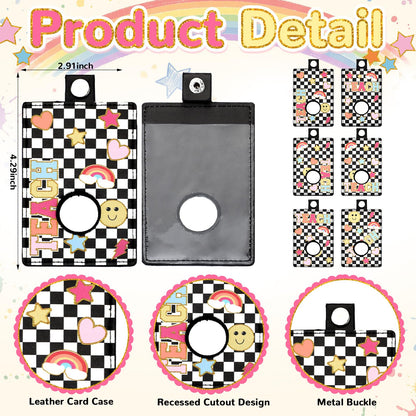 Gueevin 6 Pack Teacher Alarm ID Badge Holder, 4.2x2.8 Inch Smile Face Alarm Badge Holder for Educators, School Staff, Teacher Appreciation Gifts for School