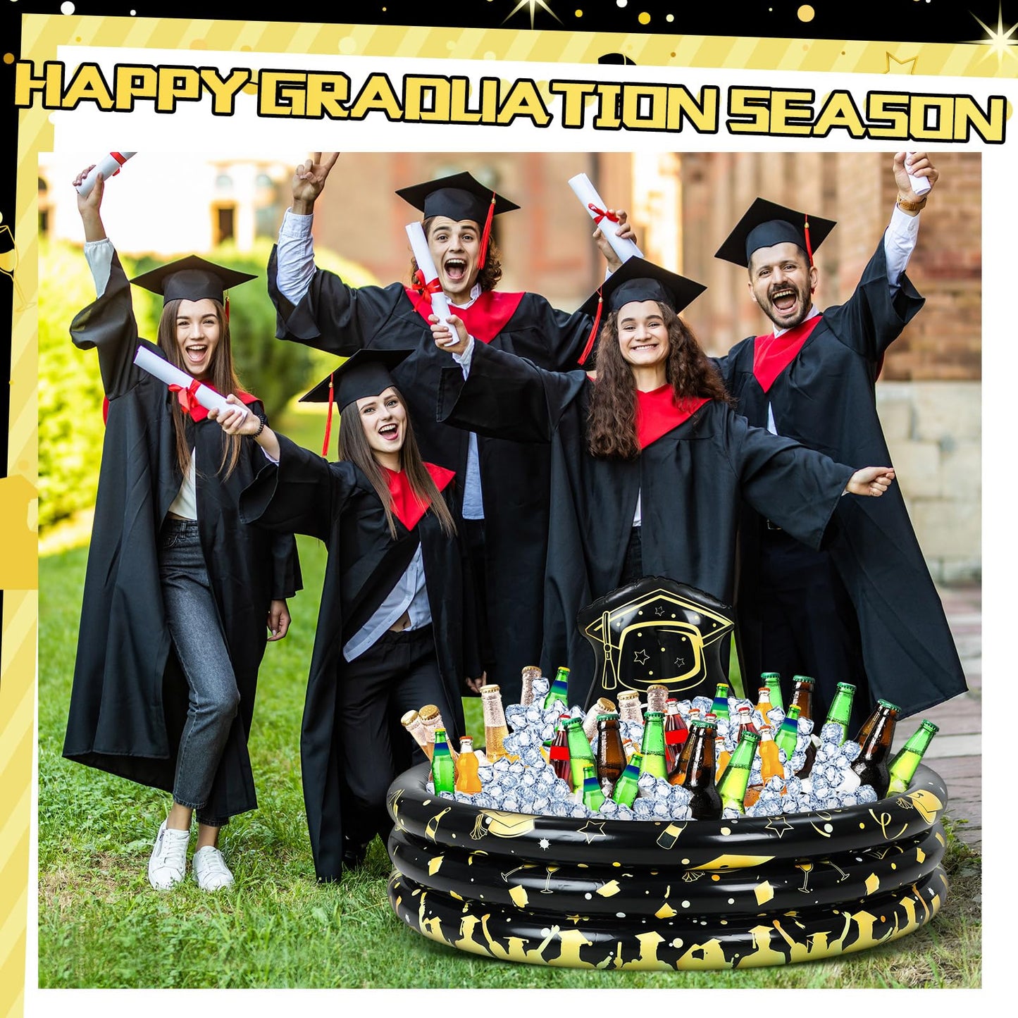 Silipull 2 Pack Graduation Inflatable Party Cooler 2026 Graduation Decorations Inflatable Drink Cooler Bar Centerpiece 14 x 29 Inch for Beverage Picnic Pool Grad Outdoor Party