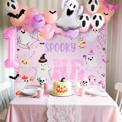 Pink The Spooky One Party Decor Halloween First Boo Day Balloons Ghost Boo Balloons for Pink Halloween Girl First Birthday Party Decorations