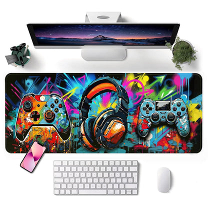 GooodiderX Mouse Pad, Game Mousepad, Large Size 31.5x11.8in, Mouse Pads with Stitched Edge & Rubber Non-Slip Bottom, Designed for Gaming, Home, Office (Game Console)