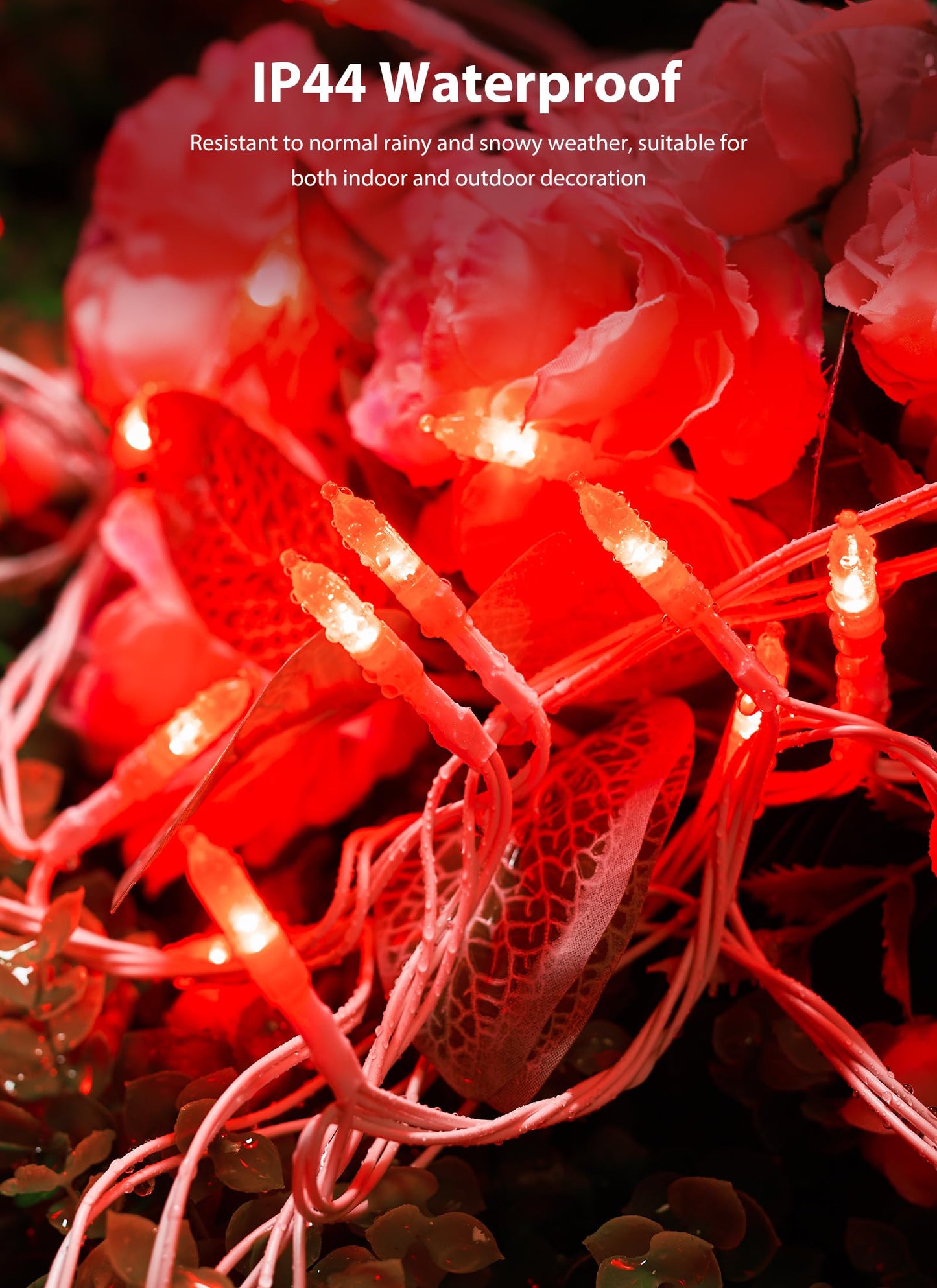 Minetom Red Mini Christmas Lights - 39 Feet 100 LED Fairy String Lights with 8 Lighting Modes Waterproof Connectable for Indoor Outdoor Xmas Tree Garland Wreath Holiday Valentine's Day Decoration