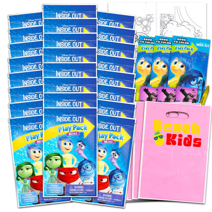 Disney Inside Out Mini Party Favors Set for Kids - Bundle with 24 Mini Inside Out Grab n Go Play Packs with Coloring Pages, Stickers and More (Inside Out Birthday Party Supplies)
