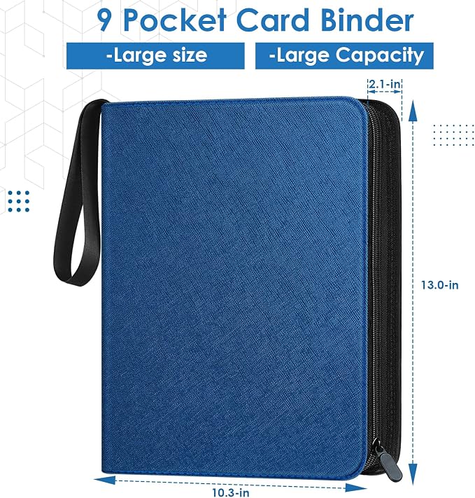 900 Pockets Card Binder, Trading Card 9 Pocket Durable Card Holder Album, Baseball Card Protectors for MTG,TCG, Game Cards, Sports Cards (Navy Blue)