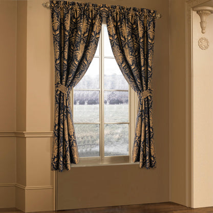 Loom and Mill Luxury Black Damask Curtains for Bedroom, Textured Lined Jacquard Curtains 2 Panels with Tiebacks, Window Curtain for Living Room Banquet Halloween Decor, Rod Pocket(42”x 63”, 2 Panels)