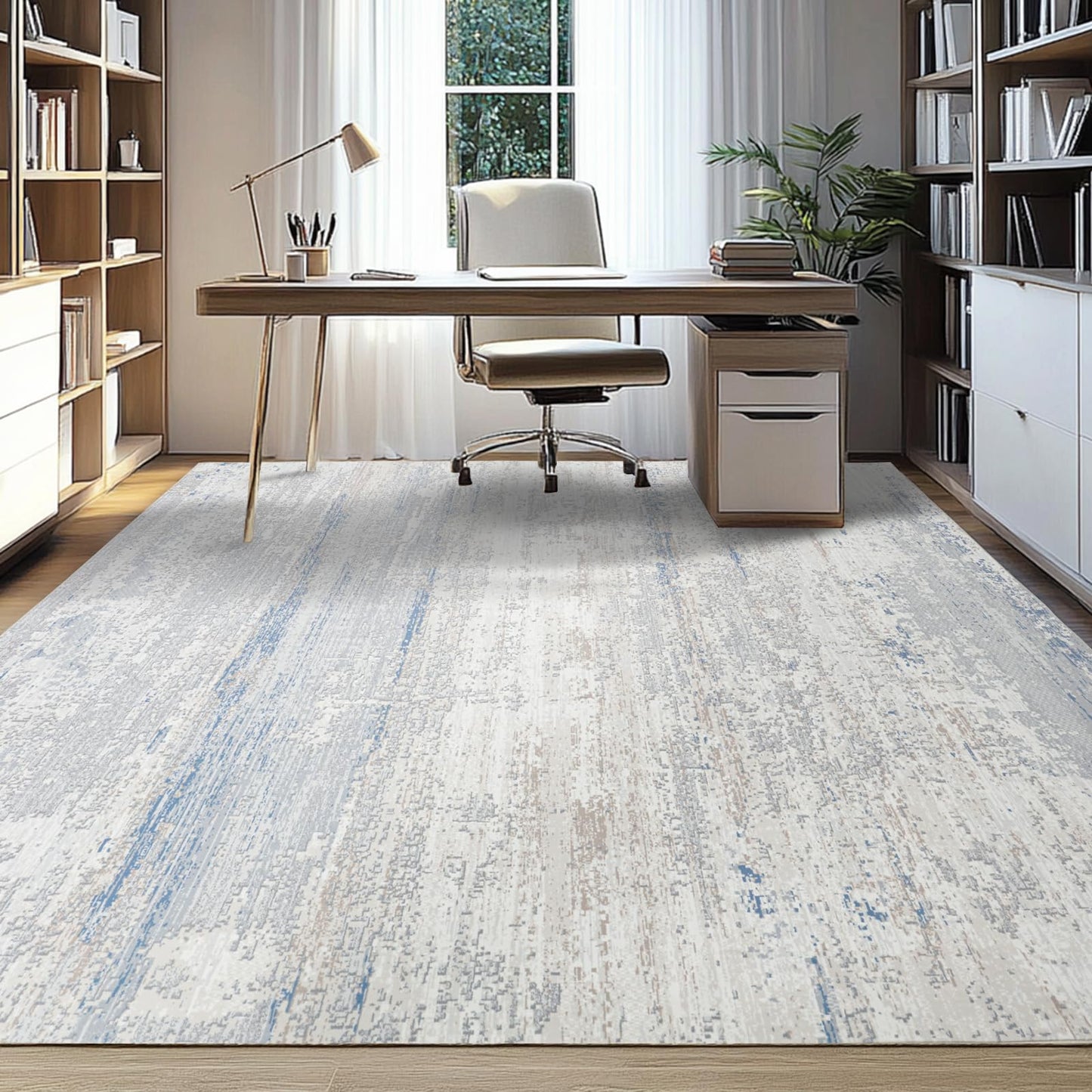 Lbris Washable Rugs 8x10 Area Rugs for Living Room- Modern Abstract Rugs for Bedroom,Dining Room, Large Soft Low Pile Carpet with Non Slip Rubber Backing,Neutral Accent Rug for Nursery Home Office