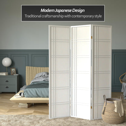Red Lantern 6 ft. Tall Double Cross Shoji Screen - White - 3 Panels