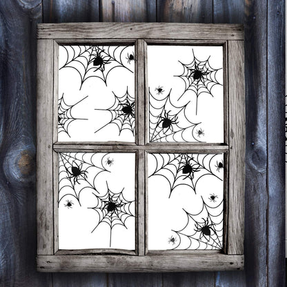 5 Sheets Halloween Window Stickers Wall Decoration Set Spider Web Design Window Clings for Halloween Party Supplies, 70 Pieces