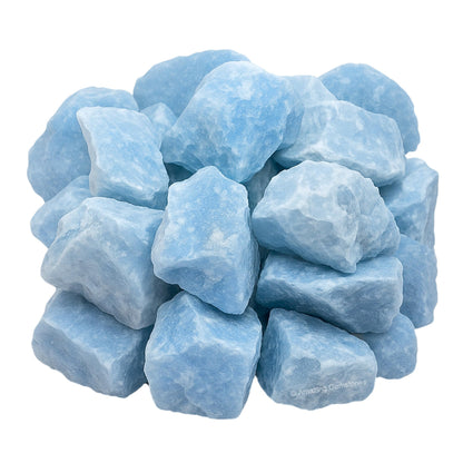 Amazing Gemstone Blue Calcite Crystal for Sleep Raw Crystals and Healing Stones, Natural Rocks for Tumbling - DIY Raw Stones and Crystals, 2 Pieces