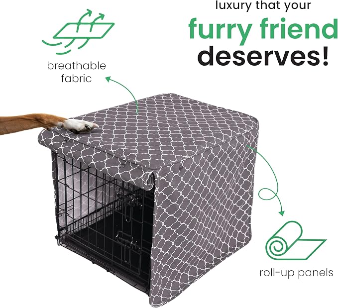 Molly Mutt Clark Gable Dog Crate Cover, 100% Cotton Canvas Cover with 2 Roll-Up Panels, Ideal for Dog or Cat Crate, Durable, Washable, and Free of Harmful Chemicals, 24" x 18" x 21"