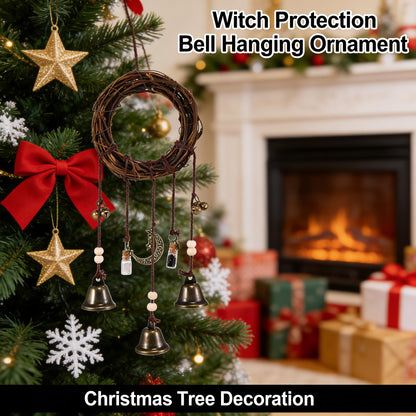 2Pack Witch Bells Hanging Wreath for Front Door Knob, Protection Wind Chimes, Handmade Witchy Decor with Wiccan Magic, Perfect Indoor Home Room Decor for Halloween Witchcraft (2packWitchBells)