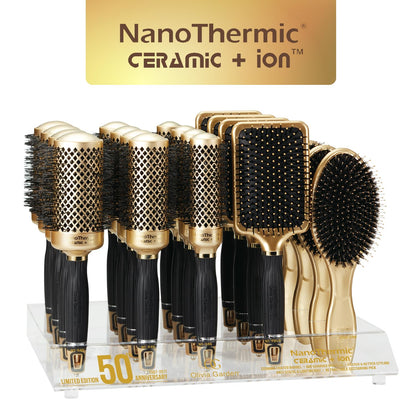 Olivia Garden NanoThermic Ceramic + Ion Round Thermal Hair Brush - Not Electrical - Professional Blowout Brush for Normal to Thick Hair
