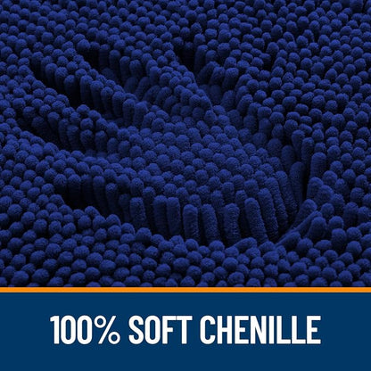 OLANLY Large Bathroom Rugs 45x27, Extra Soft Absorbent Chenille Bath Rugs, Rubber Backing Quick Dry, Machine Washable Bath Mats for Bathroom Floor, Tub and Shower, Home Decor Accessories, Navy