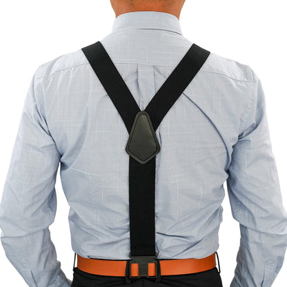 MELOTOUGH Belt Clip Suspenders for Men's Elastic Hook End Plastic Clip Suspenders Non Metal Airport Friendly,Black