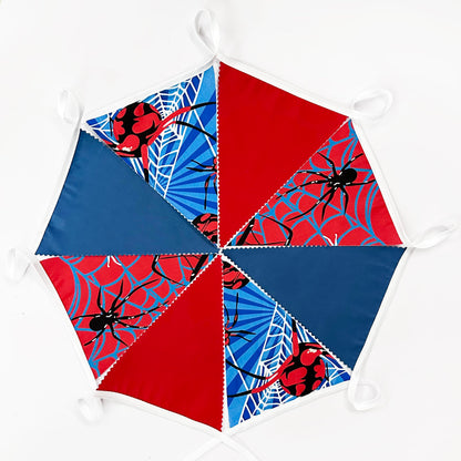 32Ft Spider Party Decorations Red Blue Spider Web Triangle Flag Pennant Banner Fabric Garland Streamer for Kids Boys Cartoon Super Heros Movie Birthday Superhero Baby Shower Party Decor Supplies