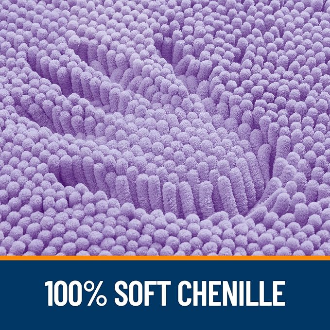 OLANLY Bathroom Runner Rugs 47x17, Soft Absorbent Chenille Bath Rugs, Rubber Backing Quick Dry, Machine Washable Long Bath Mats for Bathroom Floor, Tub and Shower, Home Decor Accessories, Lavender