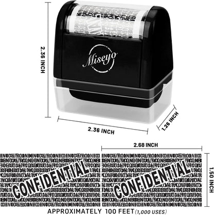 Miseyo Identity Theft Protection Roller Stamp Set - Black (3 Refill Ink Included)
