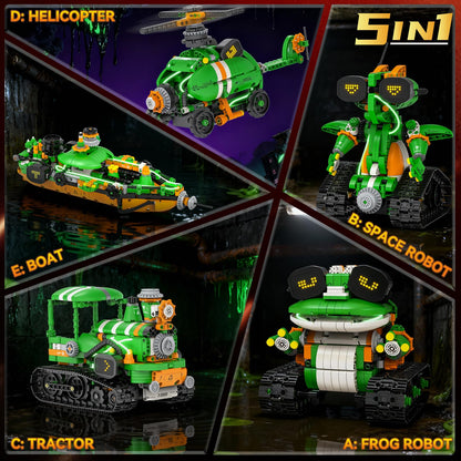 STEM Robot Building Toys for Kids 6-12, 5in1 App & Remote Control STEM Tractor Frog Robot Building Kits, 732PCS DIY Educational Construction Building Block Set for Kid, Erector Set Gift for Boys Girls
