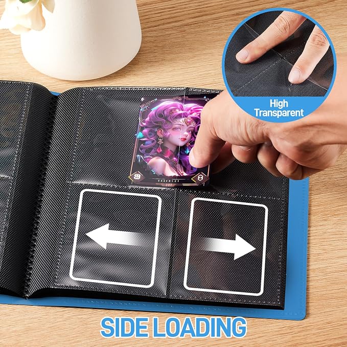 Card Binder, Upgraded 4 Pockets Trading Card Binder for Cards, Mini Collection Card Album, 160 Pockets Small Card Book Holder - Blue