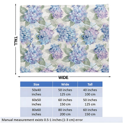 Hydrangea Floral Throw Blanket for Girls Boys Kids Adults, 50x60 in, Cozy Flannel Blanket for Bedroom, Camping, Couch, Room Decor, Fuzzy Warm Soft Gifts