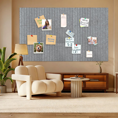 15 Pack Felt Bulletin Board, 35" x 59" Large Grey Pinboard with 30 Push Pins, Felt Pin Board, Self-Adhesive Cork Board Tiles for Home, Office Walls, School Classroom Message Photos Display