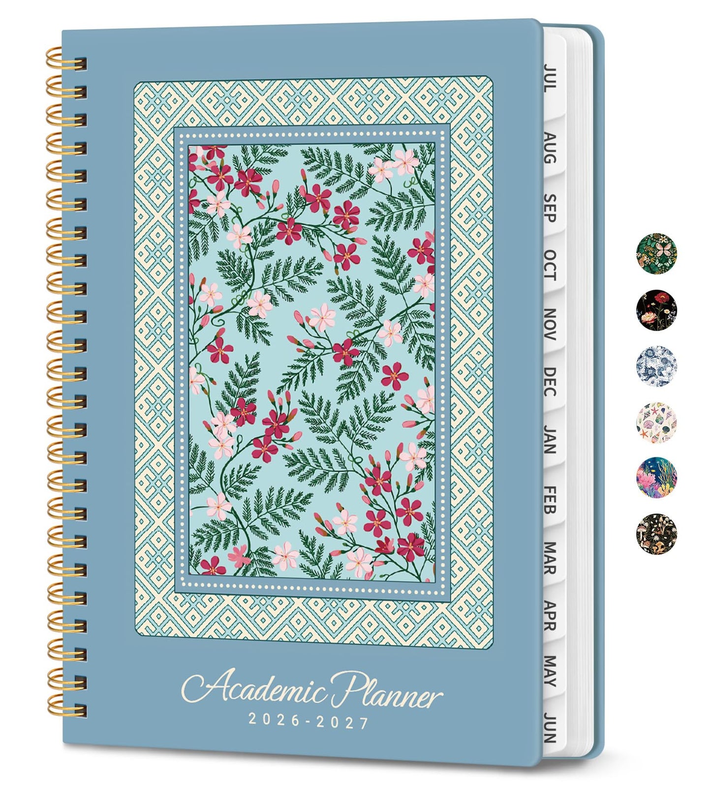 Academic Planner 2026-2027, Monthly and Weekly Calendar Planner, July 2026 - June 2027, Pretty Hardcover Teacher Student Planning Agenda Book with Tabs, Fit for School Office Supplies, 6.3" x 8.5", Spring Lattice