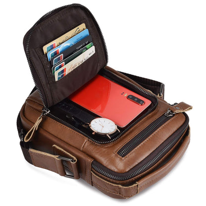 BAIGIO Genuine Leather Small Messenger Bag for Men Shoulder Bag for Ipad Crossbody Bag Men Handbag Satchel Travel Business