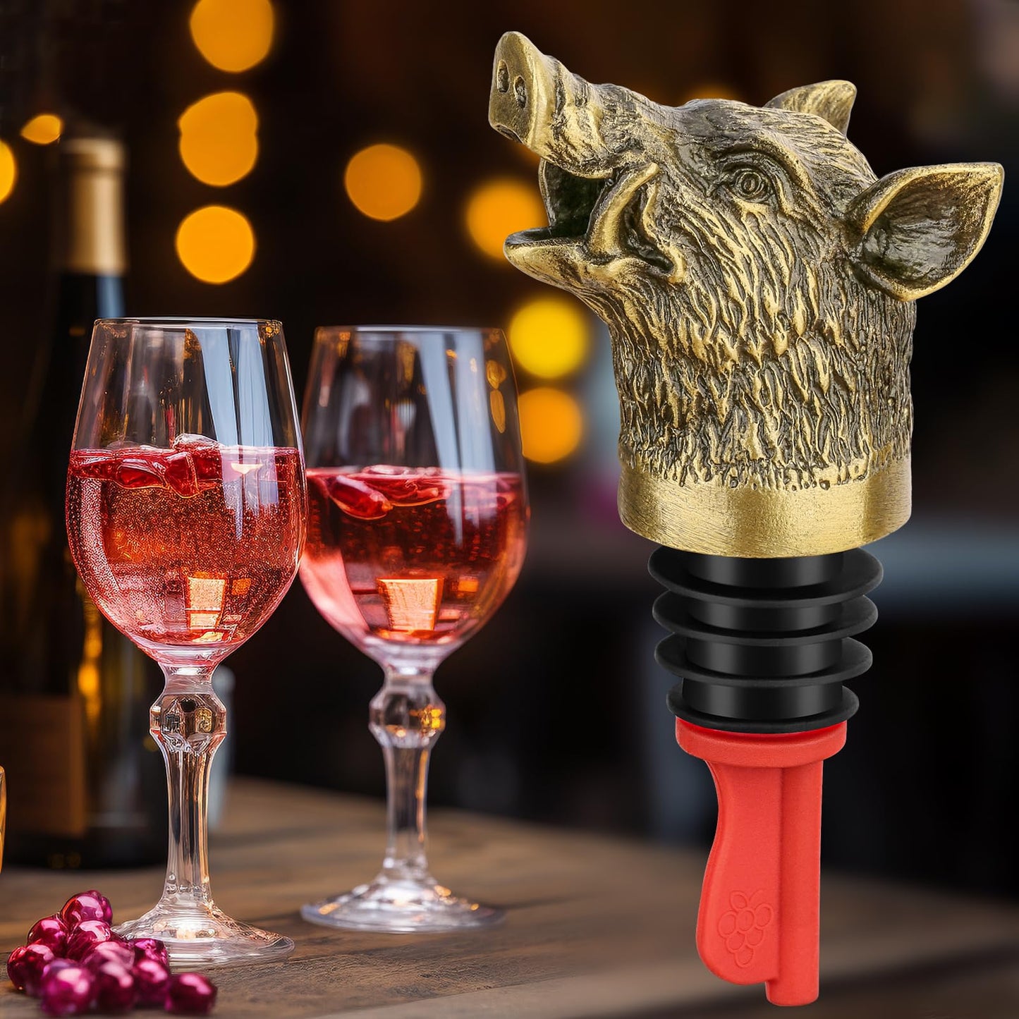 LULLEA Wild Boar Head 2-In-1 Wine Aerator Bottle Pourer and Stopper for Men Women, Hunting Gifts for Hunters, Liquor Bottle Pourers Spout for Alcohol Spirits, Wine Gifts Accessories